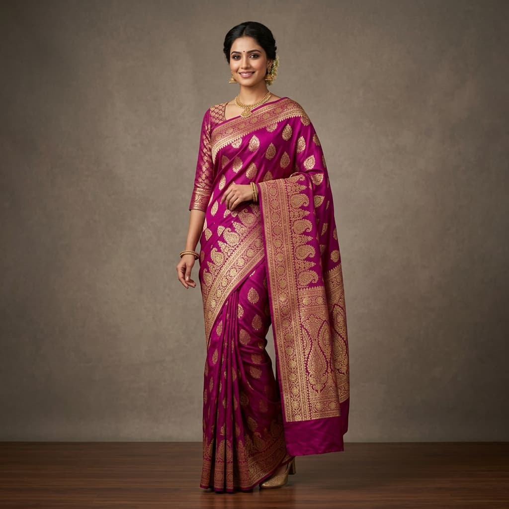 Magenta Silk Saree